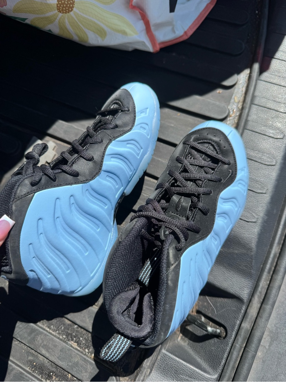Nike Kids Black and Light Blue Foam-Style Sneakers